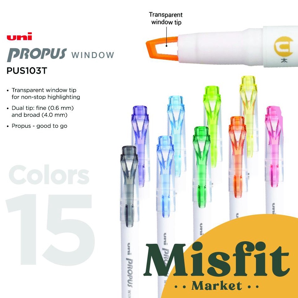

KODE L13G Uni Propus Window Dual Highlighter Colors