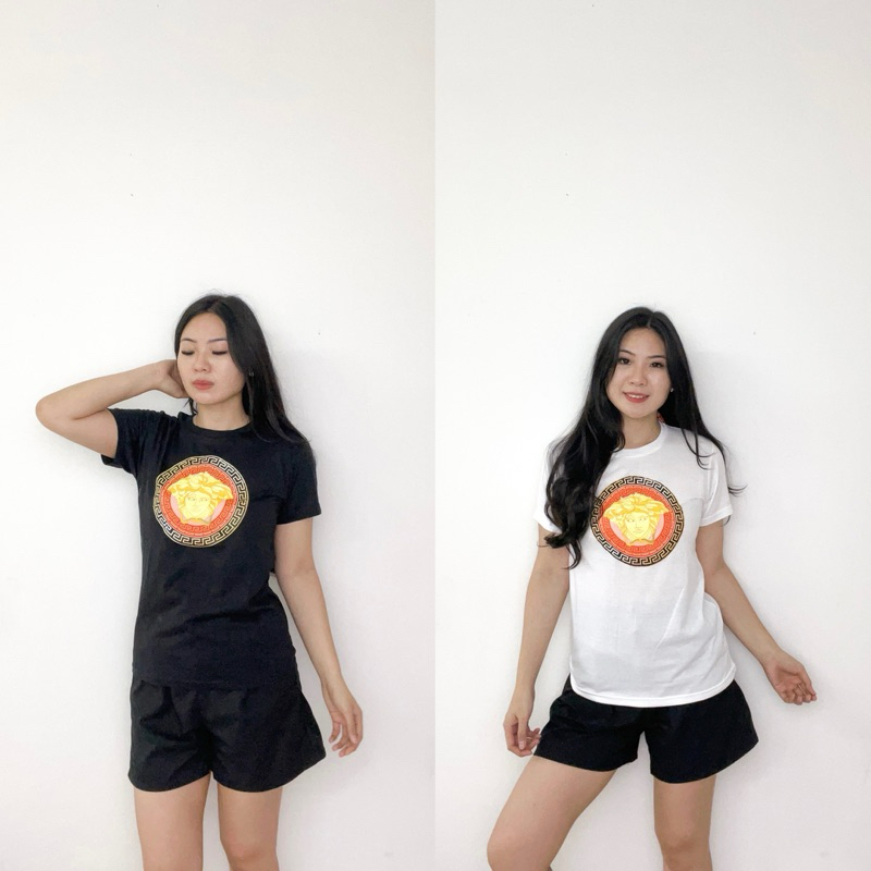 Ohayou Kaos Wanita Lengan Pendek Baju Kekinian Premium Soft Cotton Combed 30s - Versace Flower