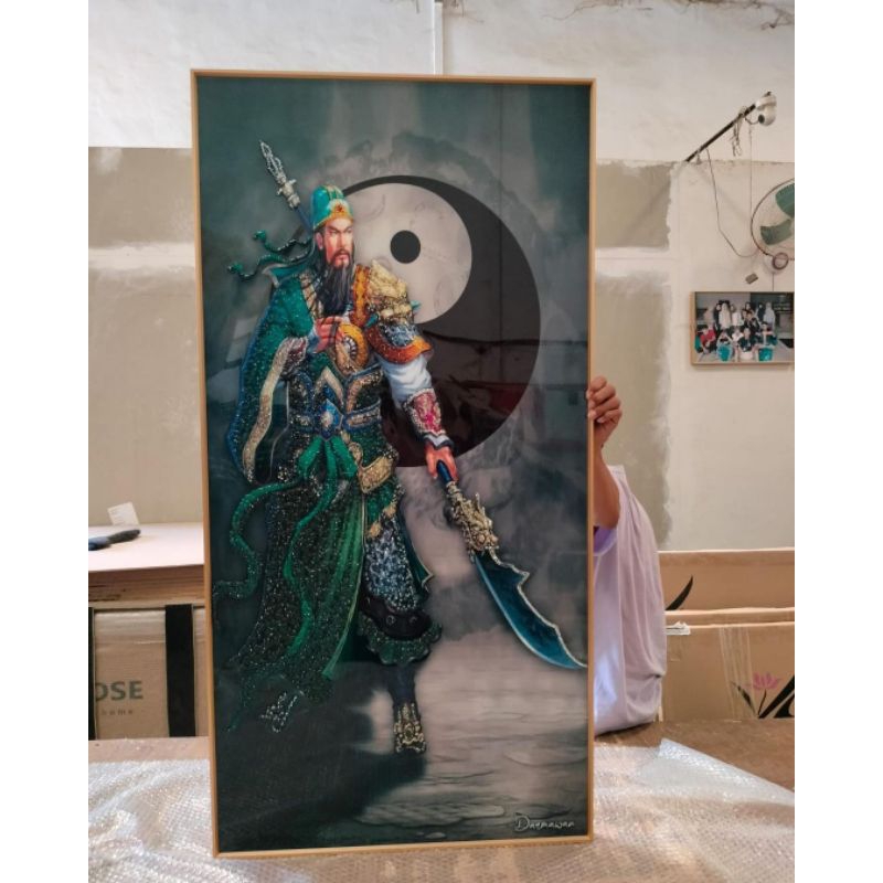 lukisan Porcelain Painting 5D Diamond Crystal lukisan gambar dewa Kwan Kong