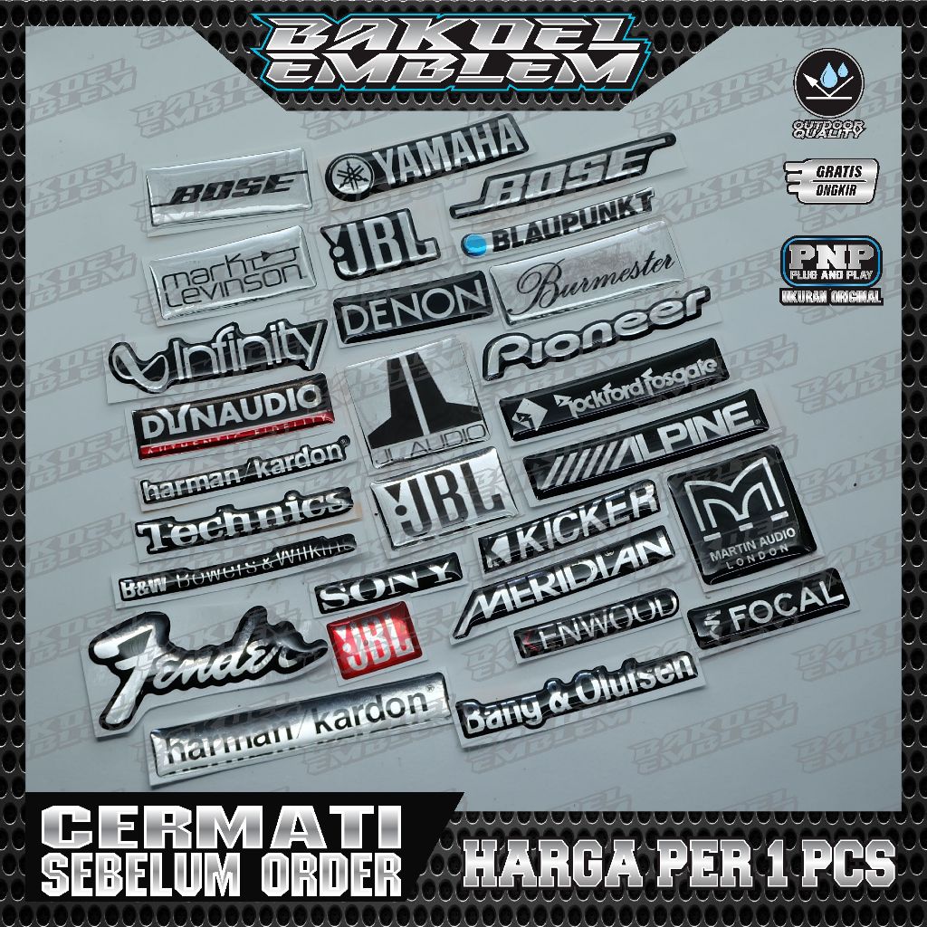 EMBLEM AUDIO MOBIL, EMBLEM MERK SPEAKER, EMBLEM TILBUL SPEAKER / AUDIO MOBIL