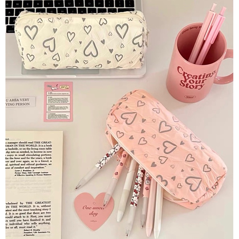 

KODE J9Y LITTLE DAISY WOOBIN Pencil Case Korean Style Brush Pouch Skincare Pouch Kotak Pensil Aesthetic Cotton