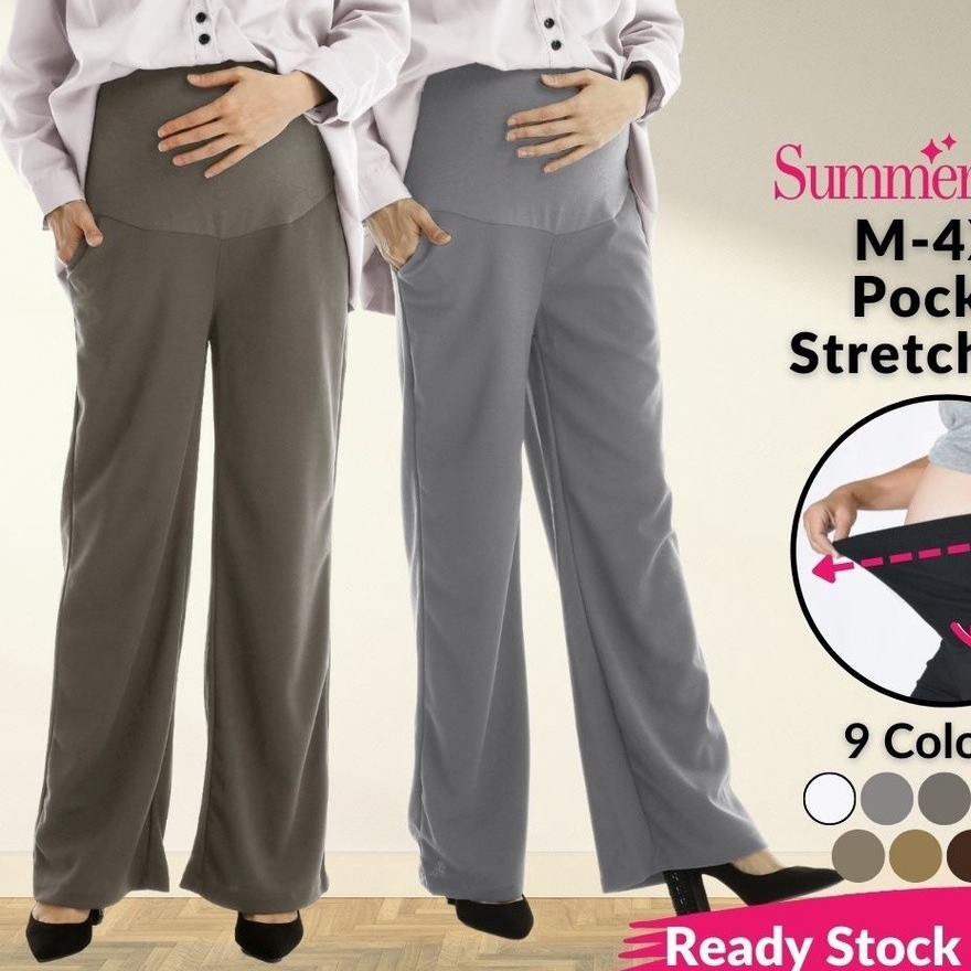 Celana Kulot Hamil Kerja Jumbo Katun Strecth | Palazzo Maternity Pants Loose Wide Leg Bottom Pants |