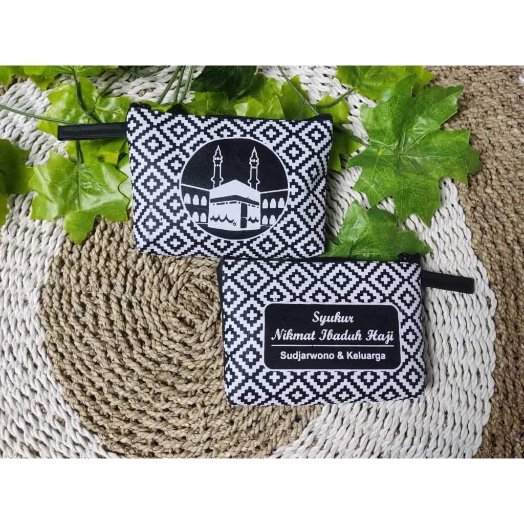 Pouch kanvas/souvenir pouch/souvenir nikah/souvenir aqiqah/pouch kosmetik/souvenir free desain