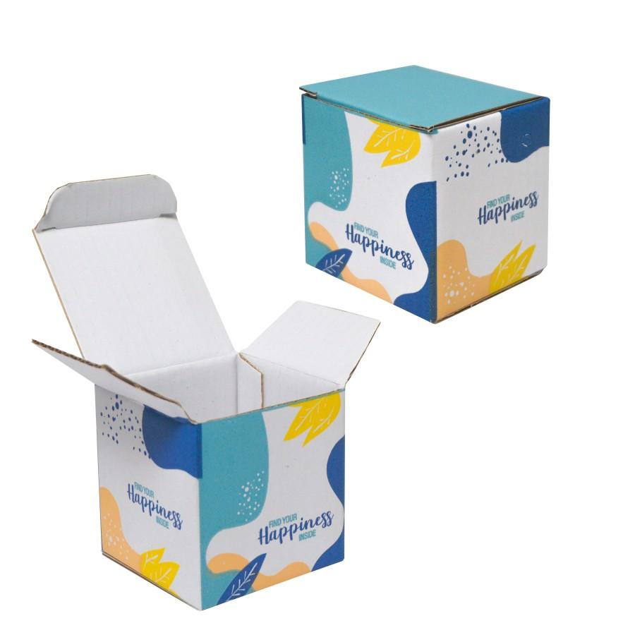 

(5pcs) Box Souvenir Pernikahan Kardus Parcel Skincare Dus Karton 8x8x8cm Motif Happiness