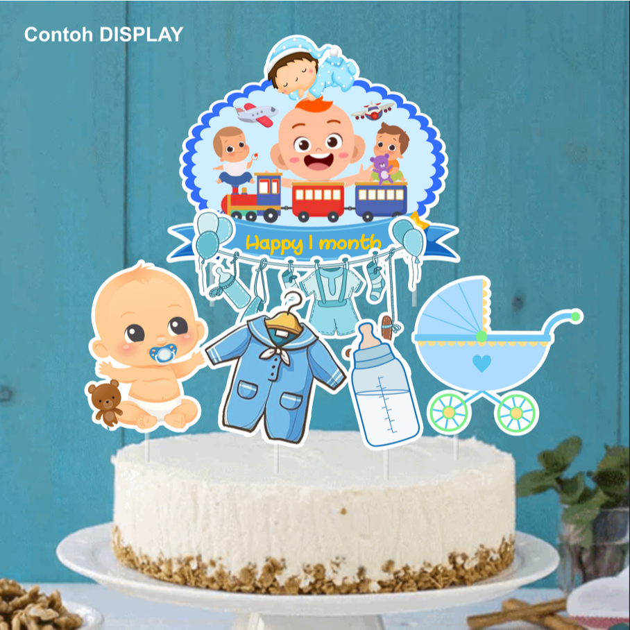 Topper Kue Cake Kertas Baby 1 Month Lucu Keren Kartun