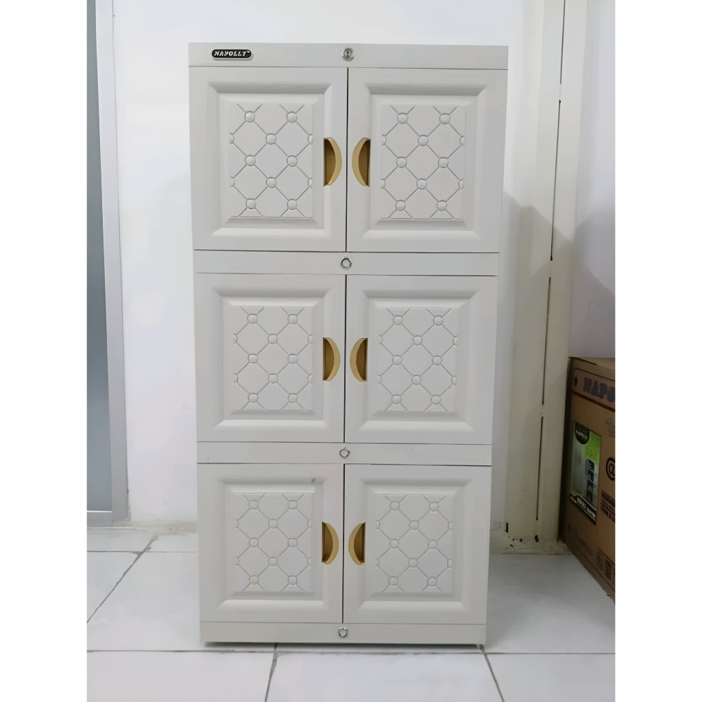 Lemari Plastik Napolly Minicab Warna Putih Kaca Lemari Plastik 4 susun Minimalis