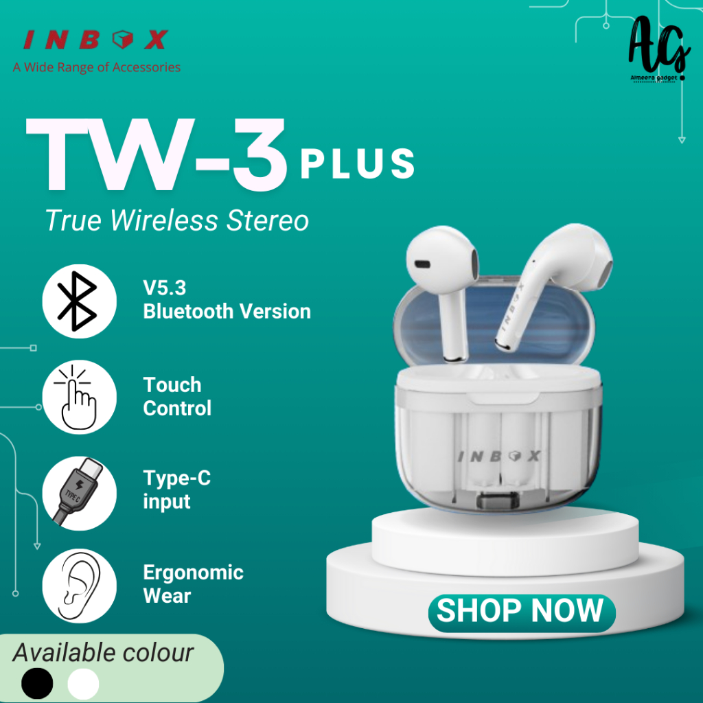 Inbox TW-3 Plus Wireless Earphone TWS Bluetooth Bass Earbuds