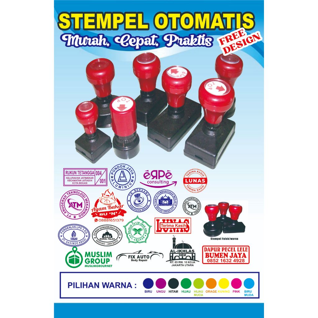 STEMPEL, STEMPEL WARNA, STEMPEL OTOMATIS (1WARNA)