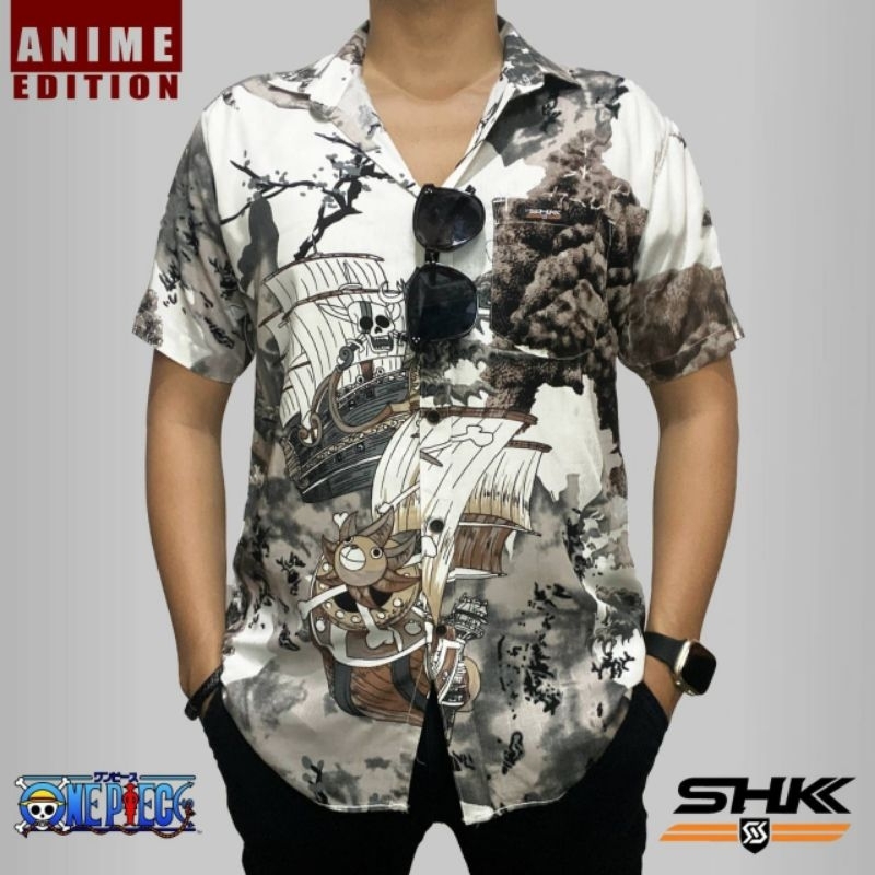 Kemeja One Piece/Kemeja Anime/Kemeja Santai/Kemeja Pria/Kemeja Hawaii