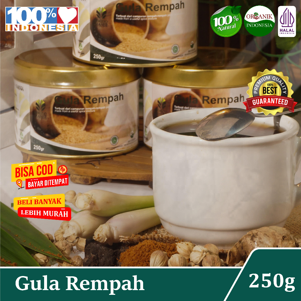 

Gula Rempah Jahe Kapulaga Merica Sereh Pandan Bubuk Murni Gula Kelapa Instan Jamu Herbal Original