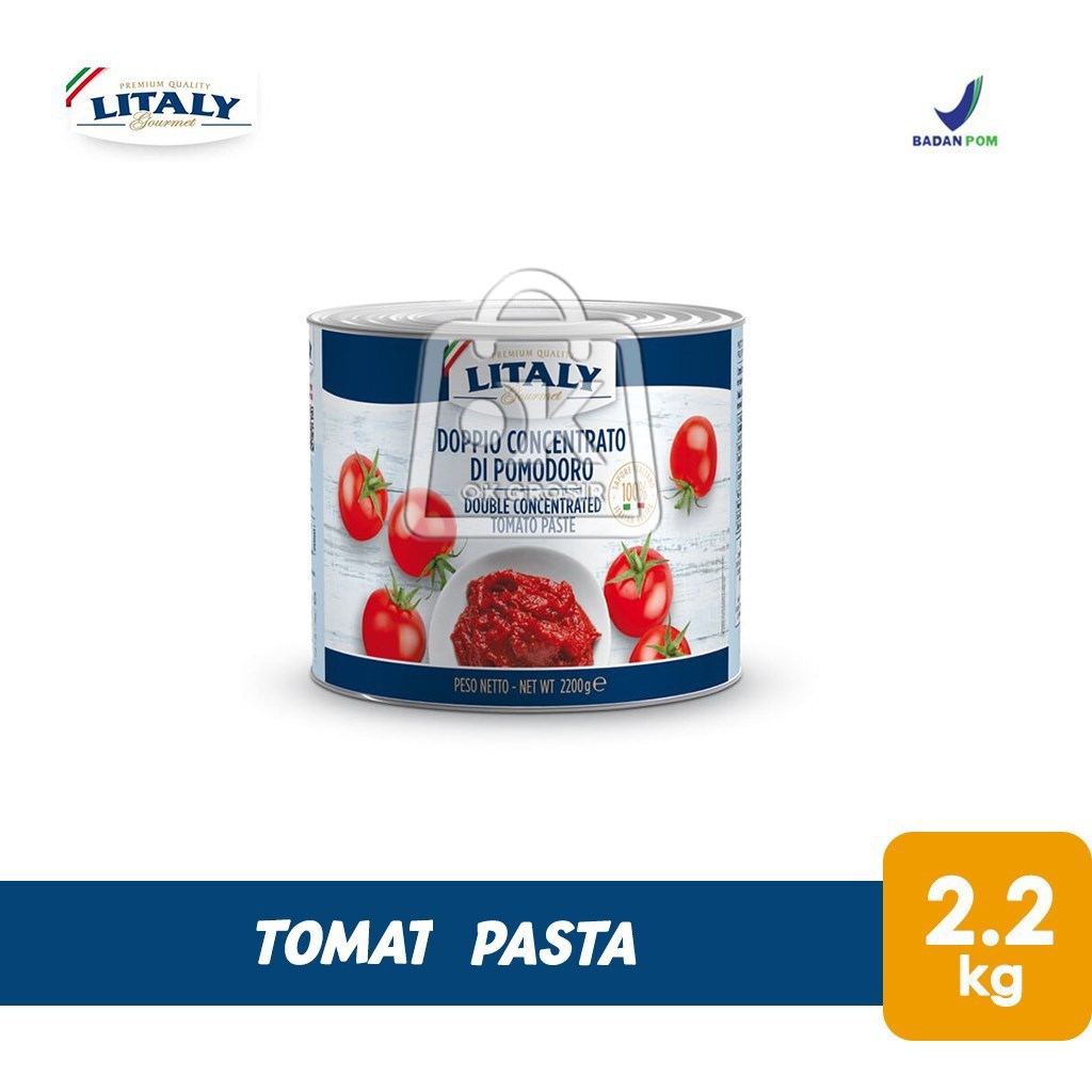 

Litaly Pasta Tomat 28/30 Tomate Paste Double Concentrated (Kaleng 2,2 kg)