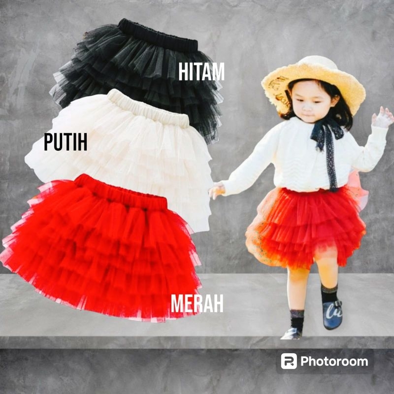 Rok tutu anak anak/Rok tile halus/Rok layer layer/Rok cantik usia baby-12tahun
