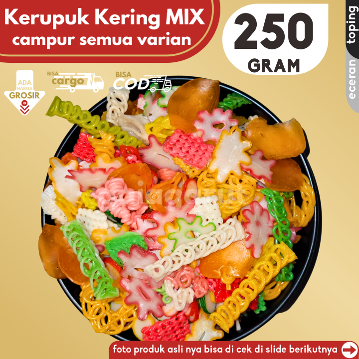 

Kerupuk Kering 250g MIX CAMPUR RANDOM Bahan Seblak by GG (Bisa COD/Grosir/Kargo)