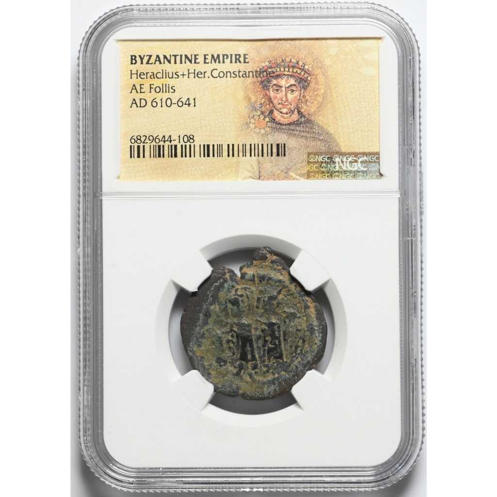 Koin Kaisar Heraklius Romawi Timur Bizantium Byzantine NGC