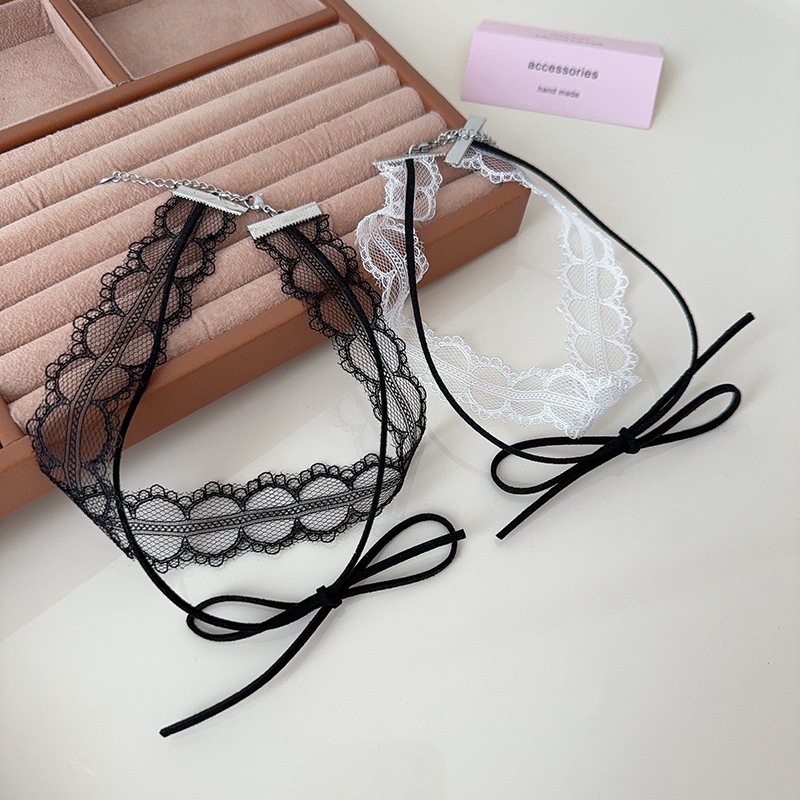 Caliloops Scarf Kalung Tali Leher Pita Kain Renda Wanita Korea Dale