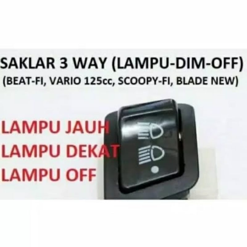 saklar tombol lampu DIM 3Fungsi jauh dekat bisa matikan lampu beat vario Revo Supra 125 injeksi