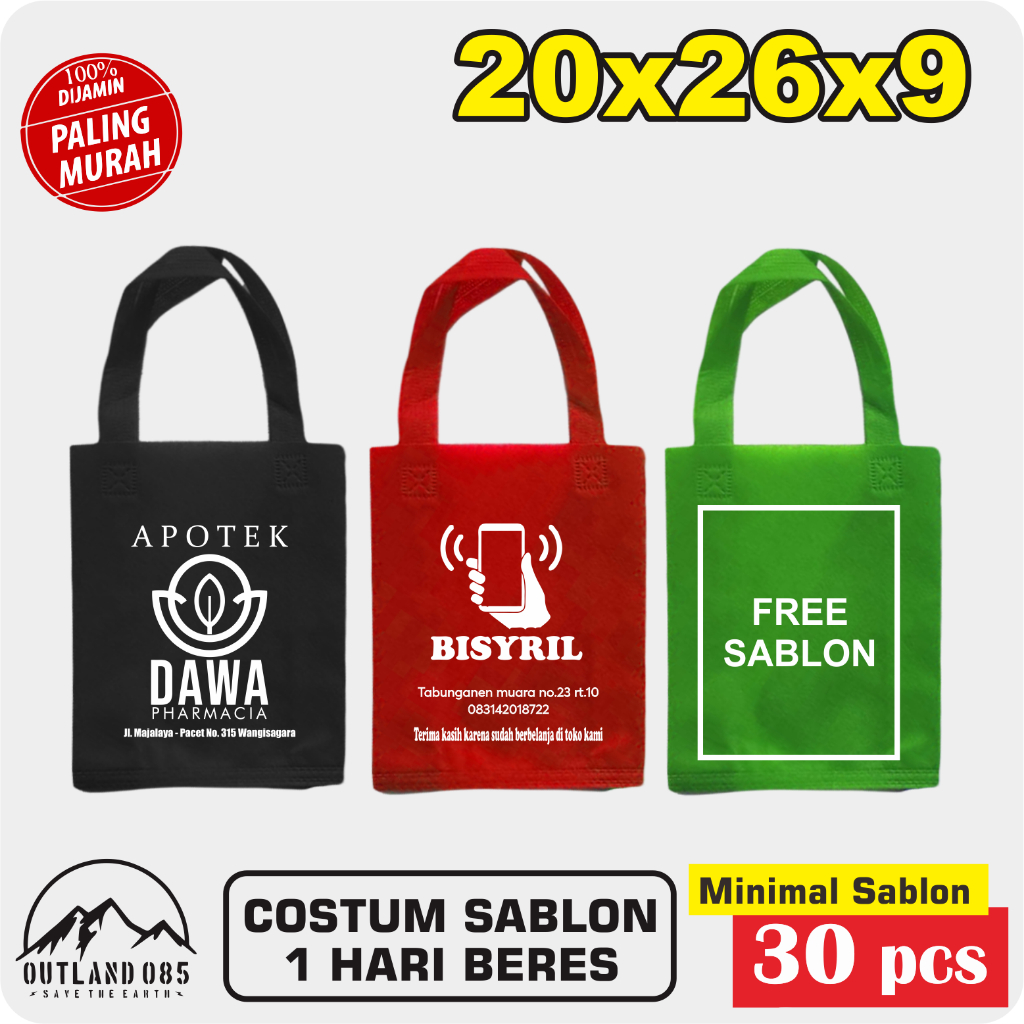 

Custom goodie bag 20x26x10 bungkus kantong konter optik optic kaca mata iphone android tas kain