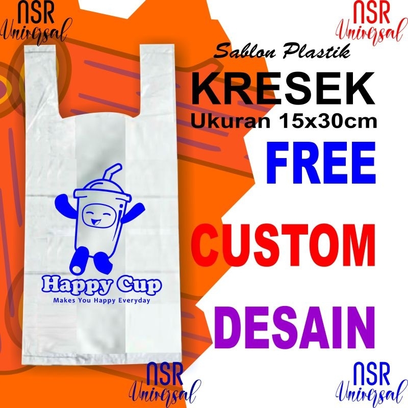 KRESEK SABLON KEMASAN TOKO/DAGANGAN/QURBAN dll.UKURAN LEBAR 15CM