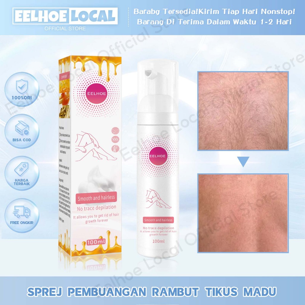 EELHOE Honey Mousse Hair Removal Spray Permanent Hair Removal Cream Painless Armpit Legs Arms Hair G
