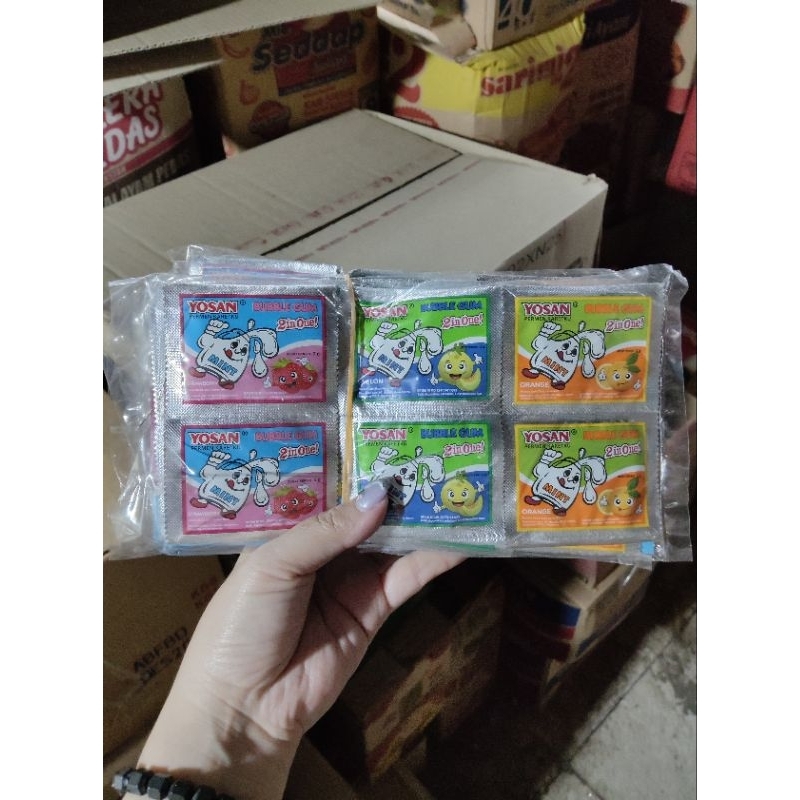 

permen karet yosan per papan isi 24 pcs