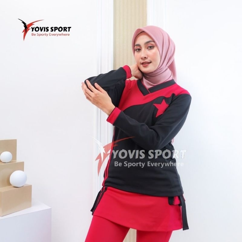 Setelan Bintang senam wanita Yovis Sport / Pakaian Olahraga muslimah /setelan olahraga wanita muslim