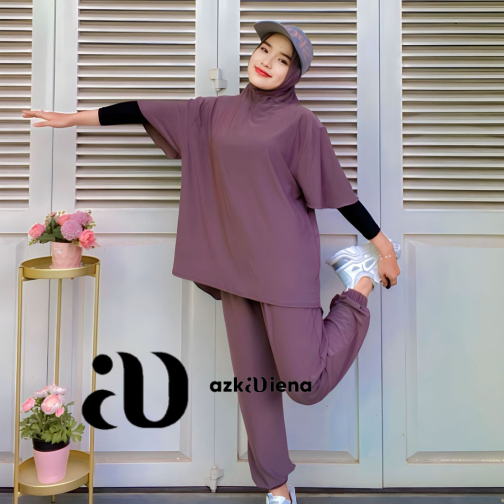 SETELAN OLAHRAGA WANITA MUSLIM BAJU PAKAIAN OLAHRAGA WANITA HIJAB MUSLIMAH SETELAN ONE SET SPORT HIJ