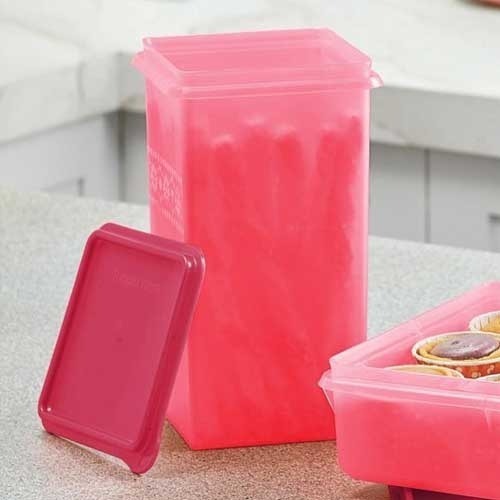Tupperware Mosaic Sweet Saver Merah Toples Tinggi Kotak Wadah Kue Motif Bintang