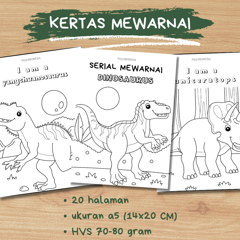 

Kertas Mewarnai Anak Tema Dinosaurus - Lembar Gambar Edukatif PAUD & TK