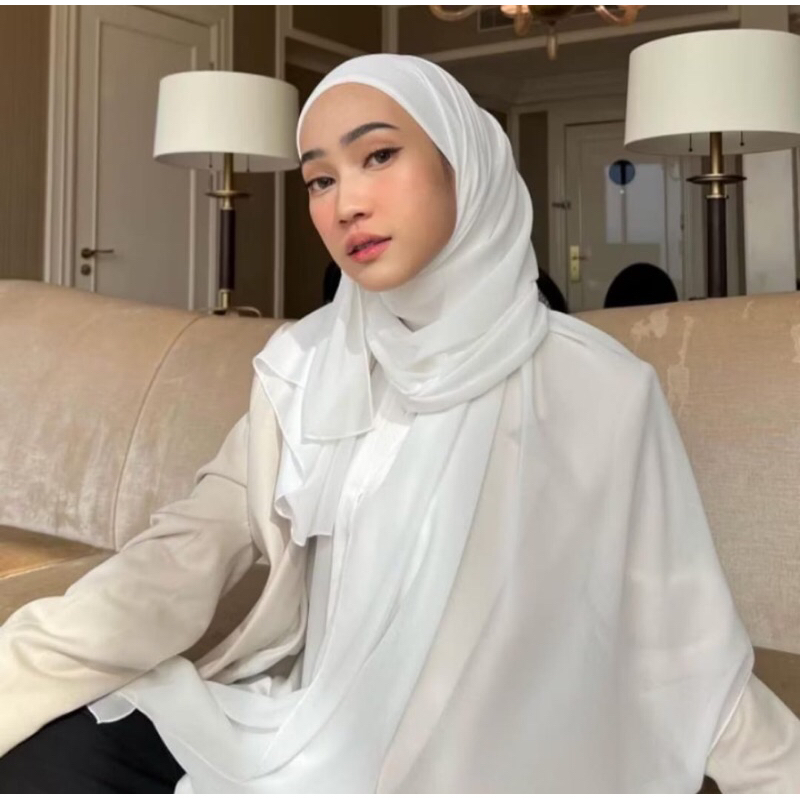 PASHMINA POLOS PUTIH TULANG