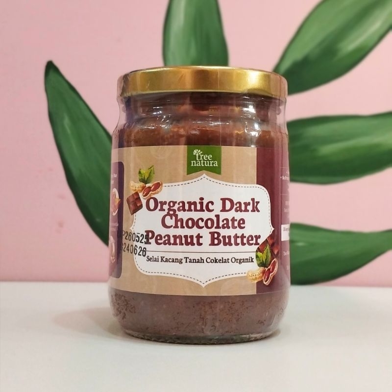 

Tree Natura Organic Peanut Butter Dark Chocolate 225 gr (Selai Kacang Tanah Cokelat Organik)