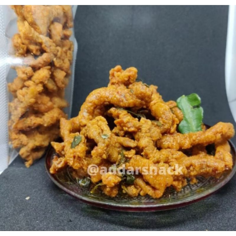 

usus ayam crispy pedas gurih instan halal kemasan pouch netto 70gram