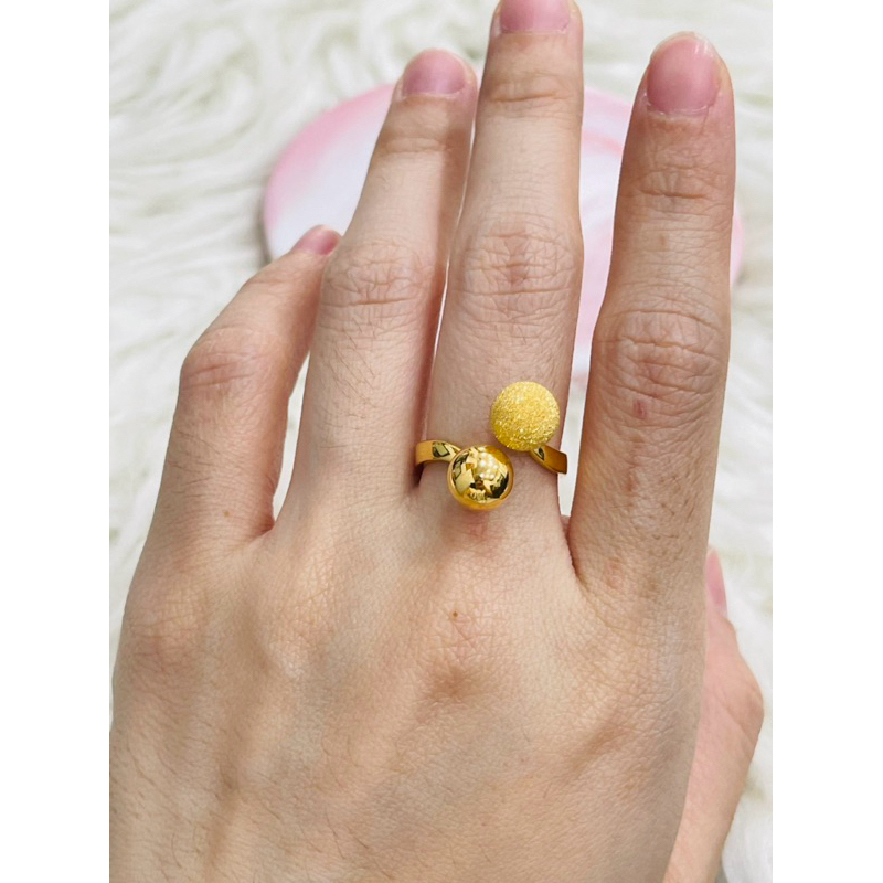 Cincin bola pasir silang polos uk 15 simple elegant emas asli kadar 875