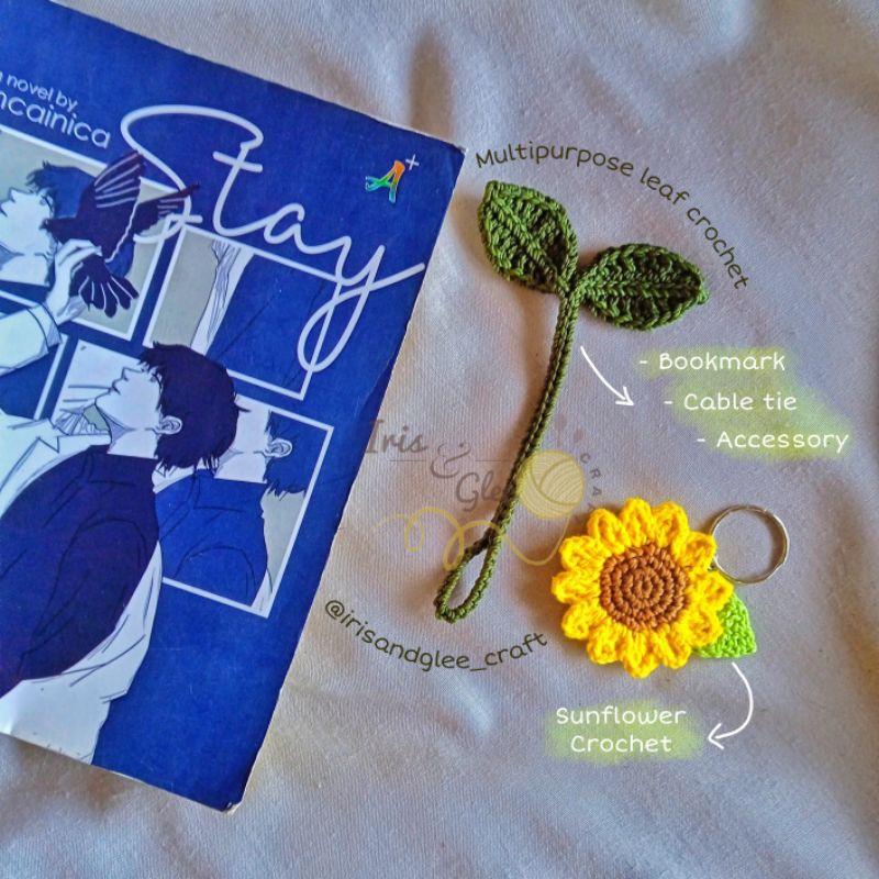 

Pembatas buku rajut/Crochet Bookmark/Penanda halaman buku/Tali Earphones/Cable tie