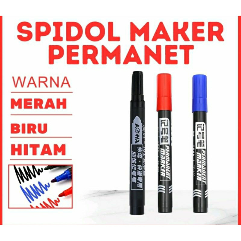 

Spidol Permanent Spidol Maker Permanent Refil Bisa Isi ulang Merah Biru Hitam