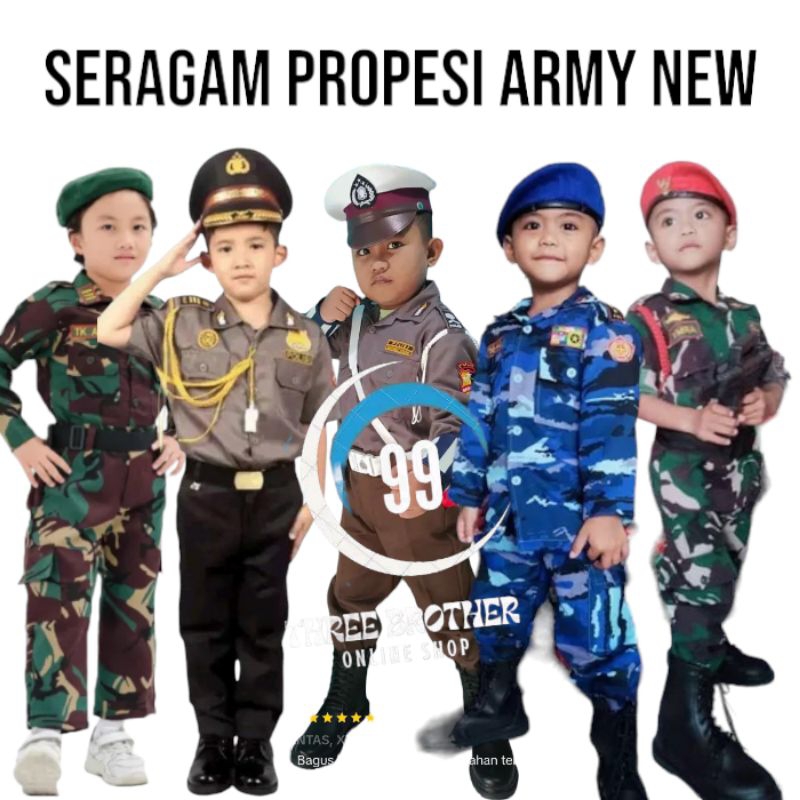 SERAGAM BAJU PROPESI ANAK TNI AD AU POLISI LANTAS SABARA ANAK