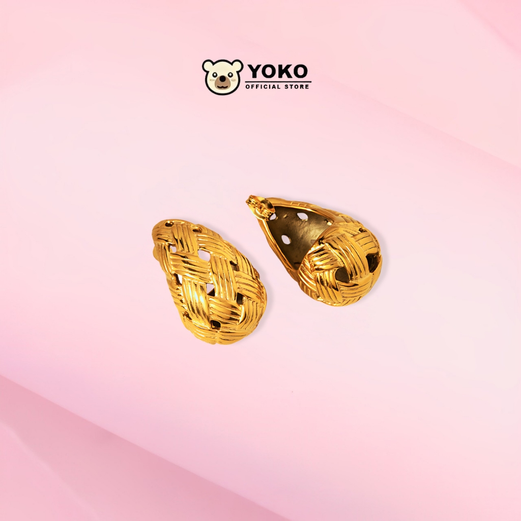 YOKO Anting Wanita Bentuk Kepompong Full Emas Anti karat dan Anti Luntur Anting Wanita Dewasa Asli A