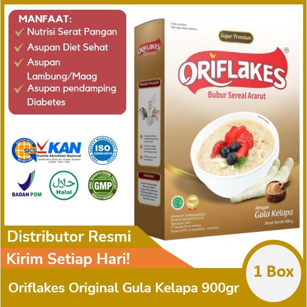 

Oriflakes Original Gula Kelapa 900 gr Sereal Umbi Garut Gastro Maag
