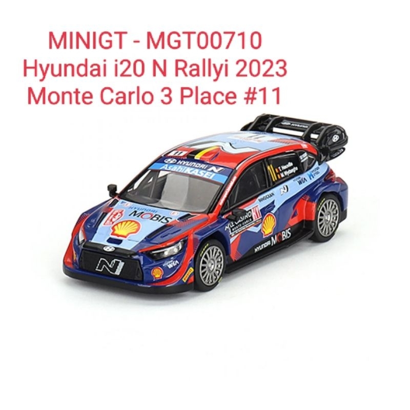 Minigt 1/64 Diecast Hyundai i20 N Rallyi 2023 Monte Carlo 2023 #11