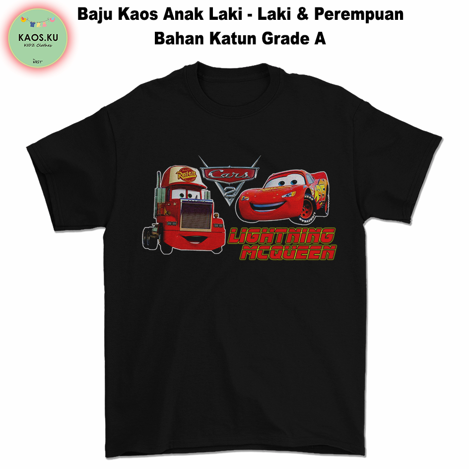 Kaosku -  Kaos Anak Sablon Lightning Mcqueen Bahan Katun | Baju Anak Motif Mcqueen Lightning