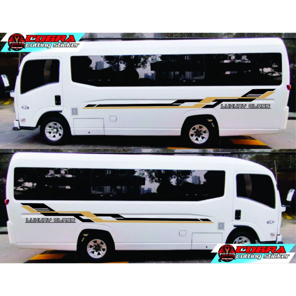 STICKER STIKER MOBIL ELF TRAVEL LONG CUTTING STICKER LIST BODY SAMPING MOBIL GIGA TRAVEL LONG