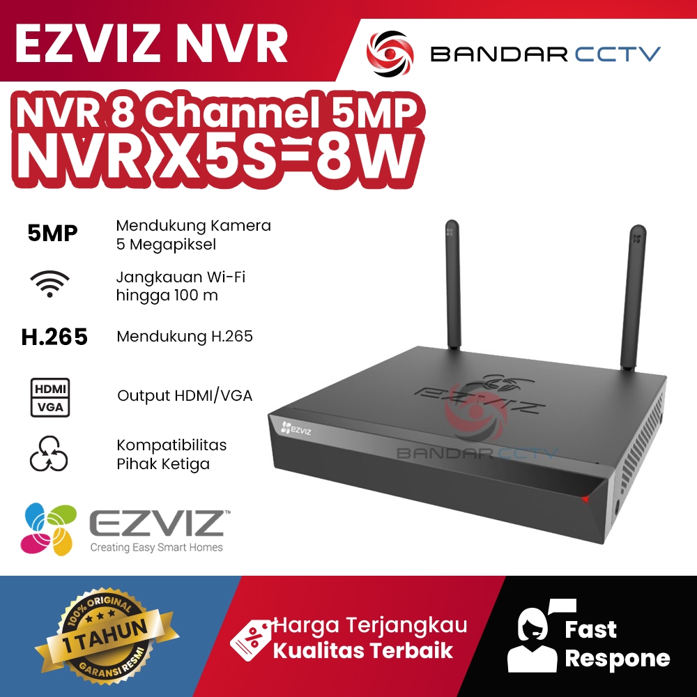 EZVIZ X5S-8W NVR Ezviz 8 Channel 5MP