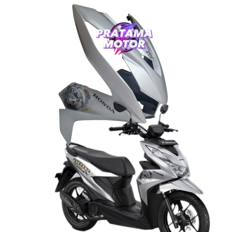 Cover Tameng Body Depan Beat Street 2023 Warna Silver Plus Stiker/Striping