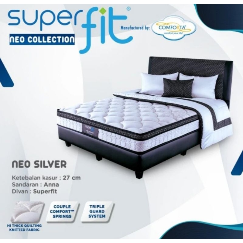 comforta superfit neo silver 90 100 120 140 160 180 200 fullset spring bed super fit