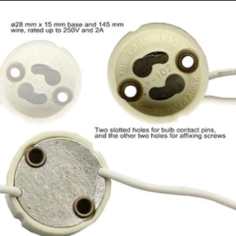 FITTING  LAMPU  KERAMIK GU.10 / FITTING HALOGEN  GU.10/ HOLDER GU.10-MEVAL