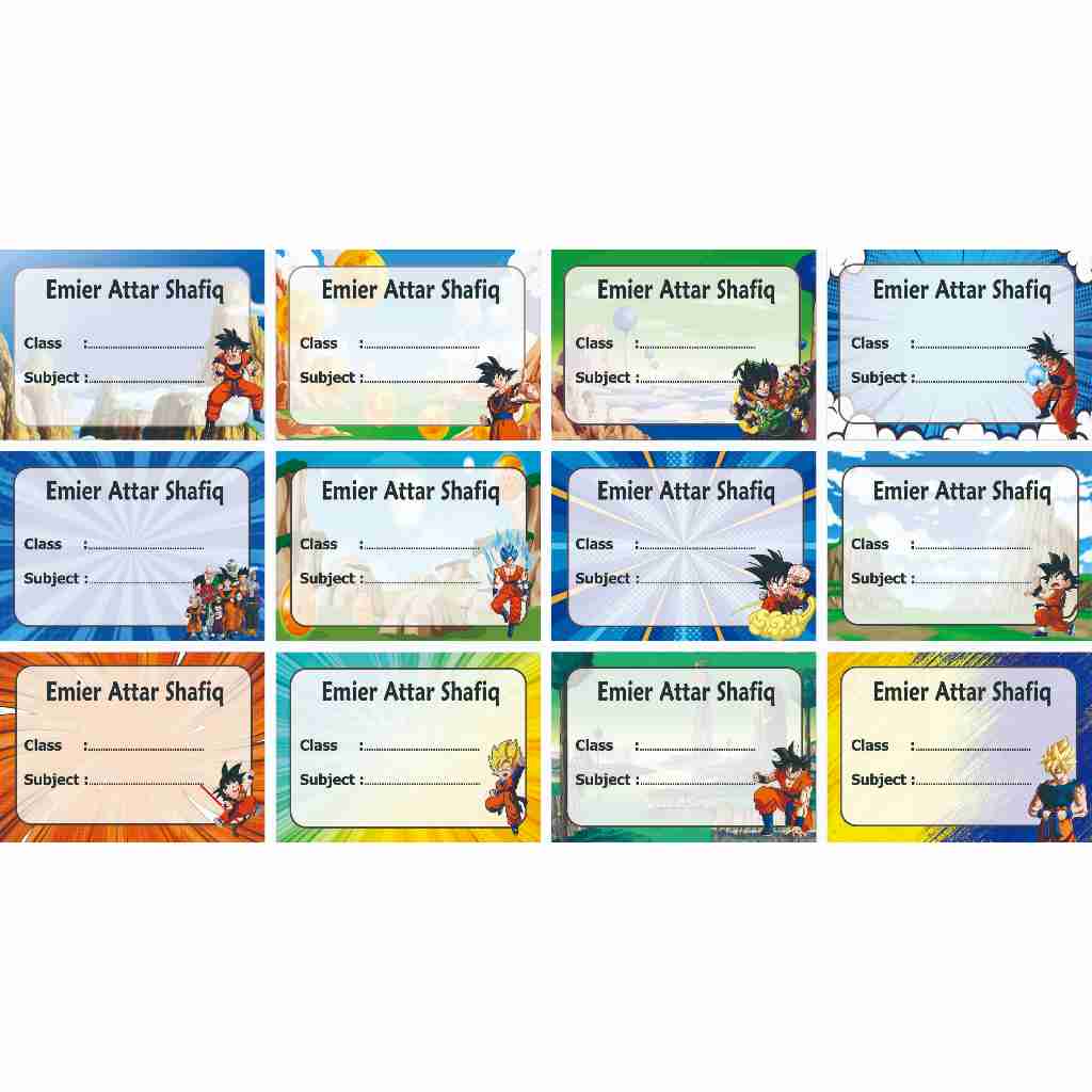 

Dragon Ball Label stiker buku nama kelas mapel custom