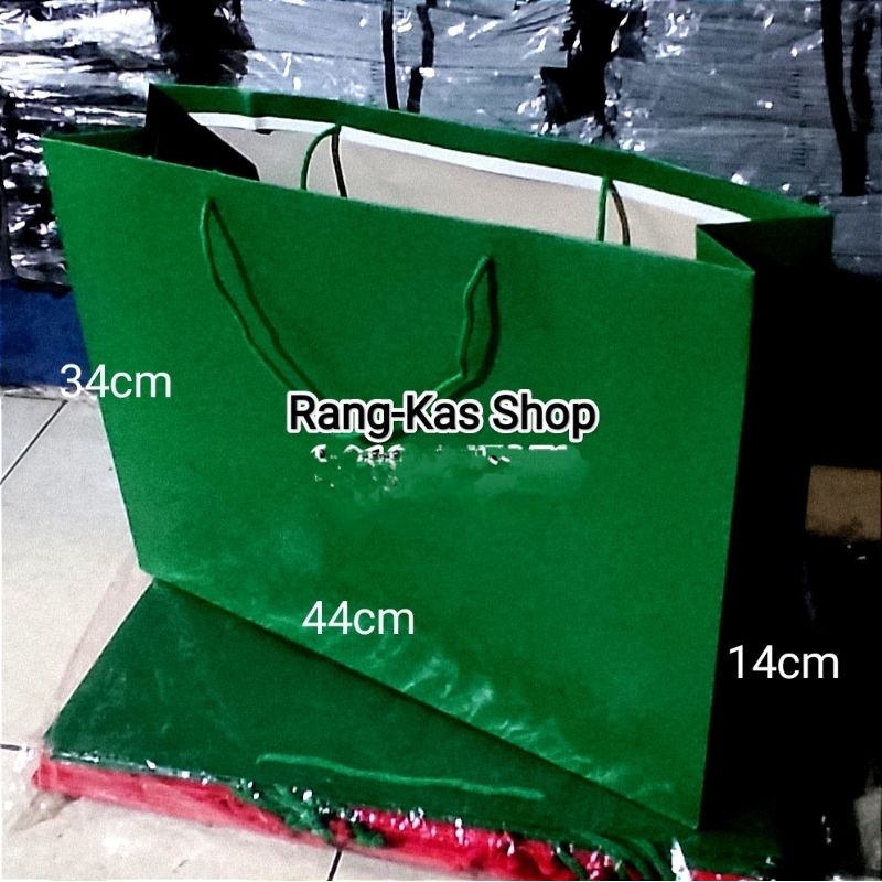 

Paperbag POLOS Landscape Hijau JUMBO karton Duplex isi 12pcs