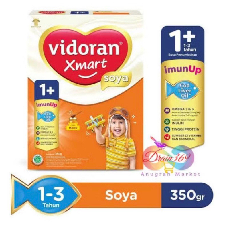VIDORAN XMART SOYA  MADU / VANILA 1+ 350 GR/Susu Formula //[ expired nov 2024 ]
