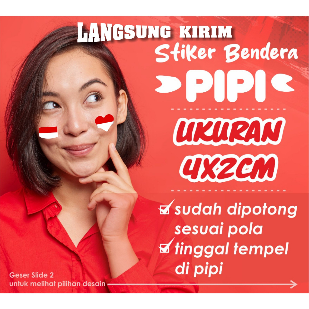 

Stiker pipi bendera Indonesia / Sticker Merah Putih / Stiker tempel pipi langsung kirim aman dikulit