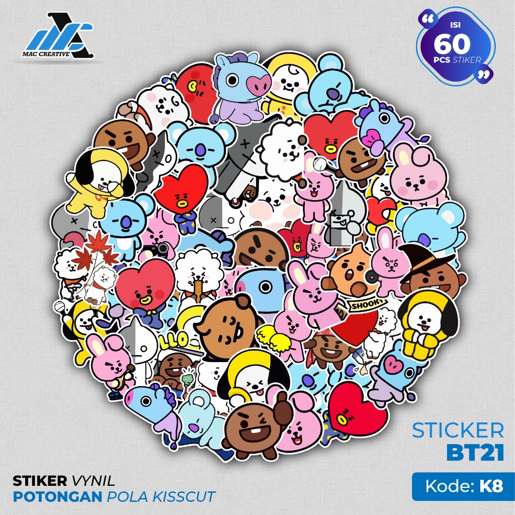 

[ MAC ] 60 PCS STICKER BTS BT21 CHIMMY TATA COOKY RJ KOYA MANG SHOOKY VAN LUCU AESTHETIC ANTI AIR UNTUK LAPTOP CASE TUMBLER KOPER HP - K8