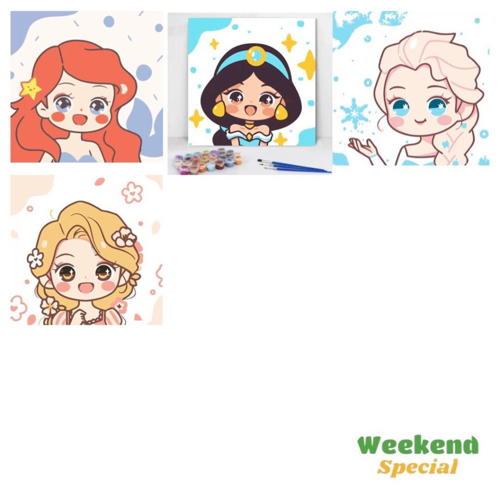 

kanvas painting number karakter princess/painting by number alat menggambar melukis mewarnai kanvas nomor prakarya anak/frozen kanvas mewarnai